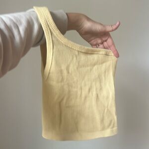 One shoulder fitted yellow tank - new, never worn - fits xs/s